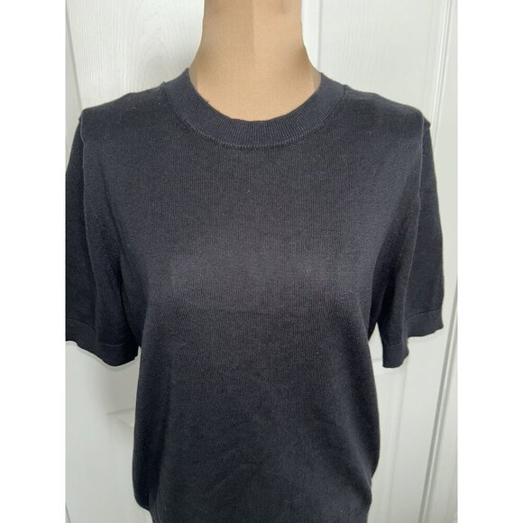 J.Crew Womens Short Sleeve Cotton Crewneck Sweater in Black Size M CF384 - Picture 2 of 9